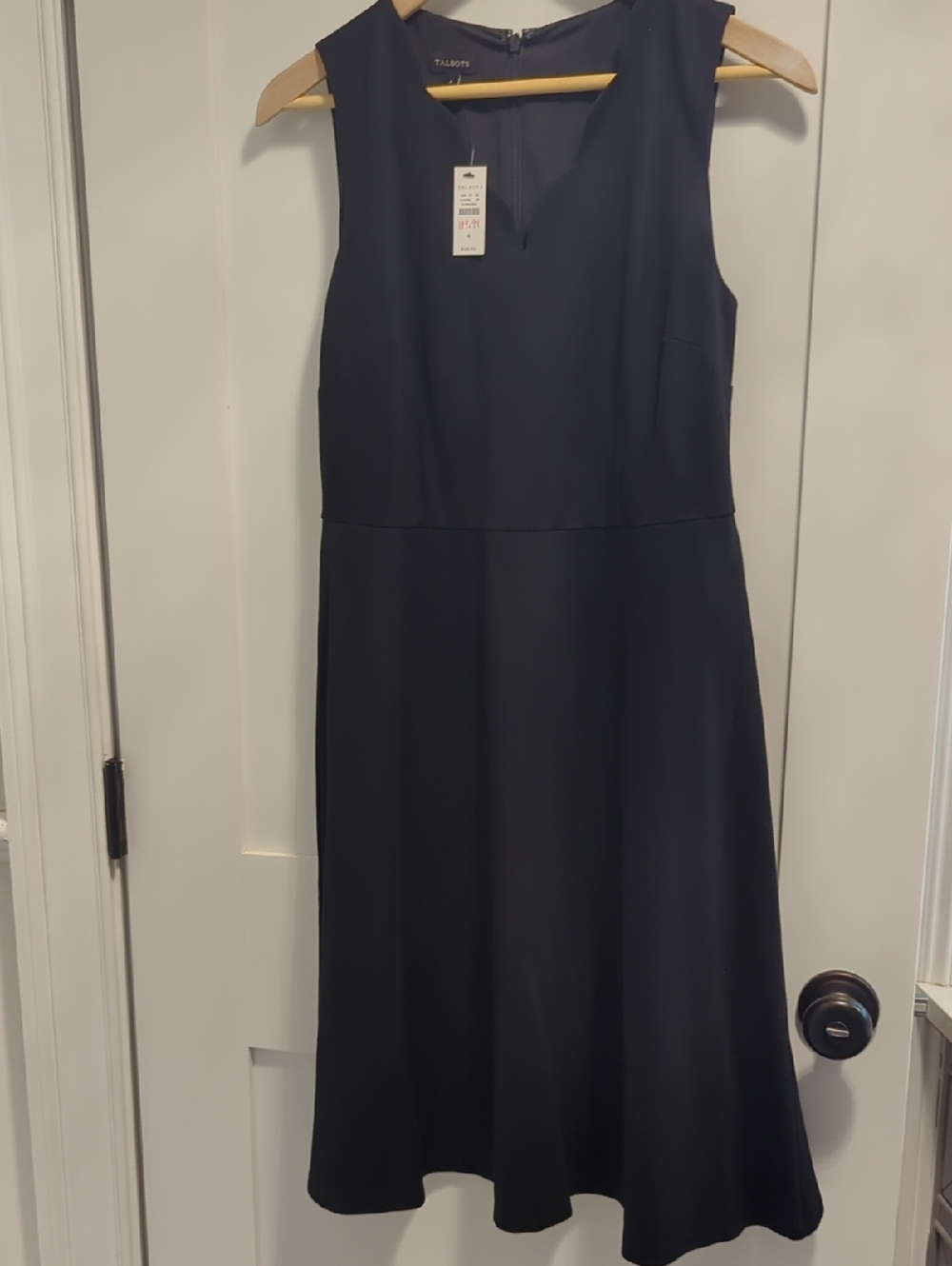 Talbots Black Sleeveless A-Line Midi Dress